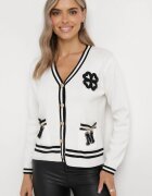 elsa.m by may Cardigan Alb cu nasturi bijuterie și aplicații Reaksmey