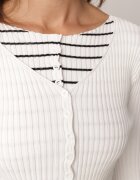 elsa.m by may Cardigan Alb cu Vâscoză cu Nasturi din Material Reiat Pinnasia