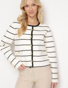 elsa.m by may Cardigan Alb de Vâscoză în Dungi cu nasturi decorativi Marrias