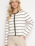 elsa.m by may Cardigan Alb de Vâscoză în Dungi cu nasturi decorativi Marrias