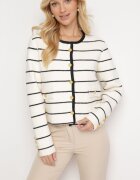 elsa.m by may Cardigan Alb de Vâscoză în Dungi cu nasturi decorativi Marrias
