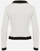elsa.m by may Cardigan alb din vâscoză cu lanț decorativ și broșă și fir metalic Niten