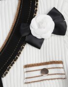 elsa.m by may Cardigan alb din vâscoză cu lanț decorativ și broșă și fir metalic Niten