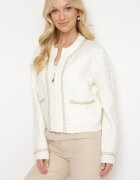 elsa.m by may Cardigan alb din viscoză cu decolteu rotund și decorație metalică Velissi