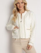 elsa.m by may Cardigan alb din viscoză cu decolteu rotund și decorație metalică Velissi
