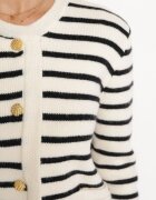 elsa.m by may Cardigan Alb din viscoză cu dungi cu nasturi bijuterie Vestiana