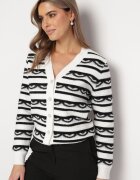 elsa.m by may Cardigan Alb Din Viscoză Cu Dungi Cu Nasturi Și Cu Zirconii Sentiana