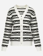 elsa.m by may Cardigan Alb Din Viscoză Cu Dungi Cu Nasturi Și Cu Zirconii Sentiana