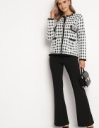 elsa.m by may Cardigan alb din Viscoză cu Imprimeu Pepit cu Nasturi Decorativi Lasietta