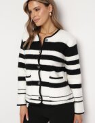 elsa.m by may Cardigan Alb din Viscoză cu Nasturi în Stil Retro în Dungi Alarnora