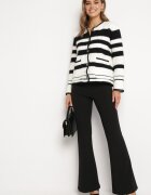 elsa.m by may Cardigan Alb din Viscoză cu Nasturi în Stil Retro în Dungi Alarnora
