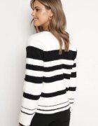 elsa.m by may Cardigan Alb din Viscoză cu Nasturi în Stil Retro în Dungi Alarnora