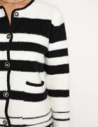 elsa.m by may Cardigan Alb din Viscoză cu Nasturi în Stil Retro în Dungi Alarnora