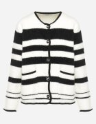 elsa.m by may Cardigan Alb din Viscoză cu Nasturi în Stil Retro în Dungi Alarnora
