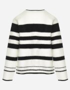 elsa.m by may Cardigan Alb din Viscoză cu Nasturi în Stil Retro în Dungi Alarnora
