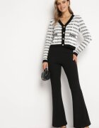 elsa.m by may Cardigan Alb-Negru Încheiat cu Nasturi Decorat cu Inscripții Raeliana