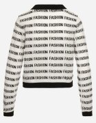 elsa.m by may Cardigan Alb-Negru Încheiat cu Nasturi Decorat cu Inscripții Raeliana