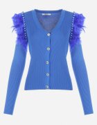 elsa.m by may Cardigan Albastru cu Pene și Perle Mirnije