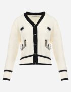 elsa.m by may Cardigan Bej deschis din Viscoză cu Aplicație Inimă și Buzunare cu Perle Aradhya