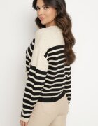 elsa.m by may Cardigan Bej deschis din Viscoză cu nasturi și model în dungi Cilire