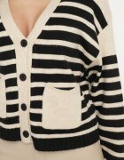 elsa.m by may Cardigan Bej deschis din Viscoză cu nasturi și model în dungi Cilire