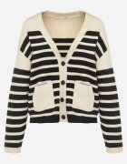 elsa.m by may Cardigan Bej deschis din Viscoză cu nasturi și model în dungi Cilire