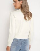 elsa.m by may Cardigan Bej Deschis din Viscoză cu Perle Mici și Relief Cu Sclipici Haririda