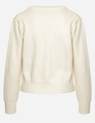 elsa.m by may Cardigan Bej Deschis din Viscoză cu Perle Mici și Relief Cu Sclipici Haririda