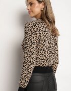 elsa.m by may Cardigan Bej din Vâscoză cu imprimeu leopard cu nasturi Miavessael