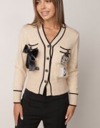 elsa.m by may Cardigan bej din viscoză cu nasturi paiete aplicații și zirconii Evalo