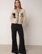 elsa.m by may Cardigan bej din viscoză cu nasturi paiete aplicații și zirconii Evalo