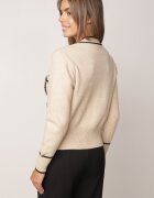 elsa.m by may Cardigan bej din viscoză cu nasturi paiete aplicații și zirconii Evalo