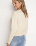 elsa.m by may Cardigan Bej din viscoză Decorat cu aplicații în formă de flori cu perle Gemilena
