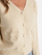 elsa.m by may Cardigan Bej din viscoză Decorat cu aplicații în formă de flori cu perle Gemilena