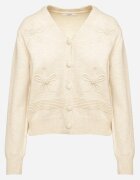 elsa.m by may Cardigan Bej din viscoză Decorat cu aplicații în formă de flori cu perle Gemilena