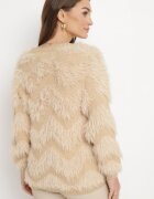 elsa.m by may Cardigan Bej Pufos cu Circonii și Perle Alarena