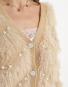 elsa.m by may Cardigan Bej Pufos cu Circonii și Perle Alarena