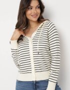 elsa.m by may Cardigan de viscoză bej cu dungi cu glugă Alaneil