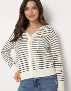 elsa.m by may Cardigan de viscoză bej cu dungi cu glugă Alaneil