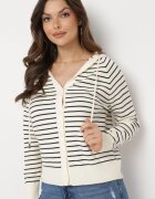 elsa.m by may Cardigan de viscoză bej cu dungi cu glugă Alaneil