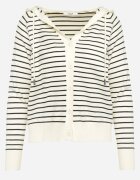 elsa.m by may Cardigan de viscoză bej cu dungi cu glugă Alaneil