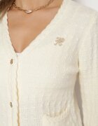 elsa.m by may Cardigan de viscoză bej deschis cu bordură împletită broșă și nasturi bijuterie Heerkani
