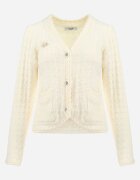 elsa.m by may Cardigan de viscoză bej deschis cu bordură împletită broșă și nasturi bijuterie Heerkani