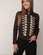 elsa.m by may Cardigan din vâscoză cu fermoar cu guler tip tunică și aplicație în stil napoleonic Elegancia Maro