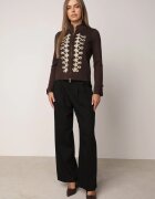 elsa.m by may Cardigan din vâscoză cu fermoar cu guler tip tunică și aplicație în stil napoleonic Elegancia Maro