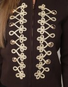 elsa.m by may Cardigan din vâscoză cu fermoar cu guler tip tunică și aplicație în stil napoleonic Elegancia Maro