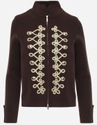 elsa.m by may Cardigan din vâscoză cu fermoar cu guler tip tunică și aplicație în stil napoleonic Elegancia Maro