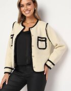 elsa.m by may Cardigan Elegant Bej deschis cu nasturi Decorat cu paspoal și nituri Irilanea