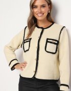 elsa.m by may Cardigan Elegant Bej deschis cu nasturi Decorat cu paspoal și nituri Irilanea