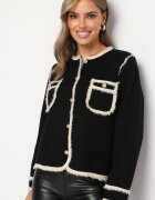 elsa.m by may Cardigan Elegant Negru cu Nasturi Decorat cu Paspoal și Nituri Irilanea